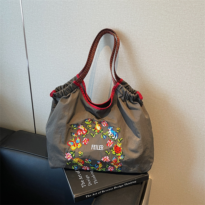 Fishing Equipment Market - Summer Flowers Shoulder Bags Nylon Large