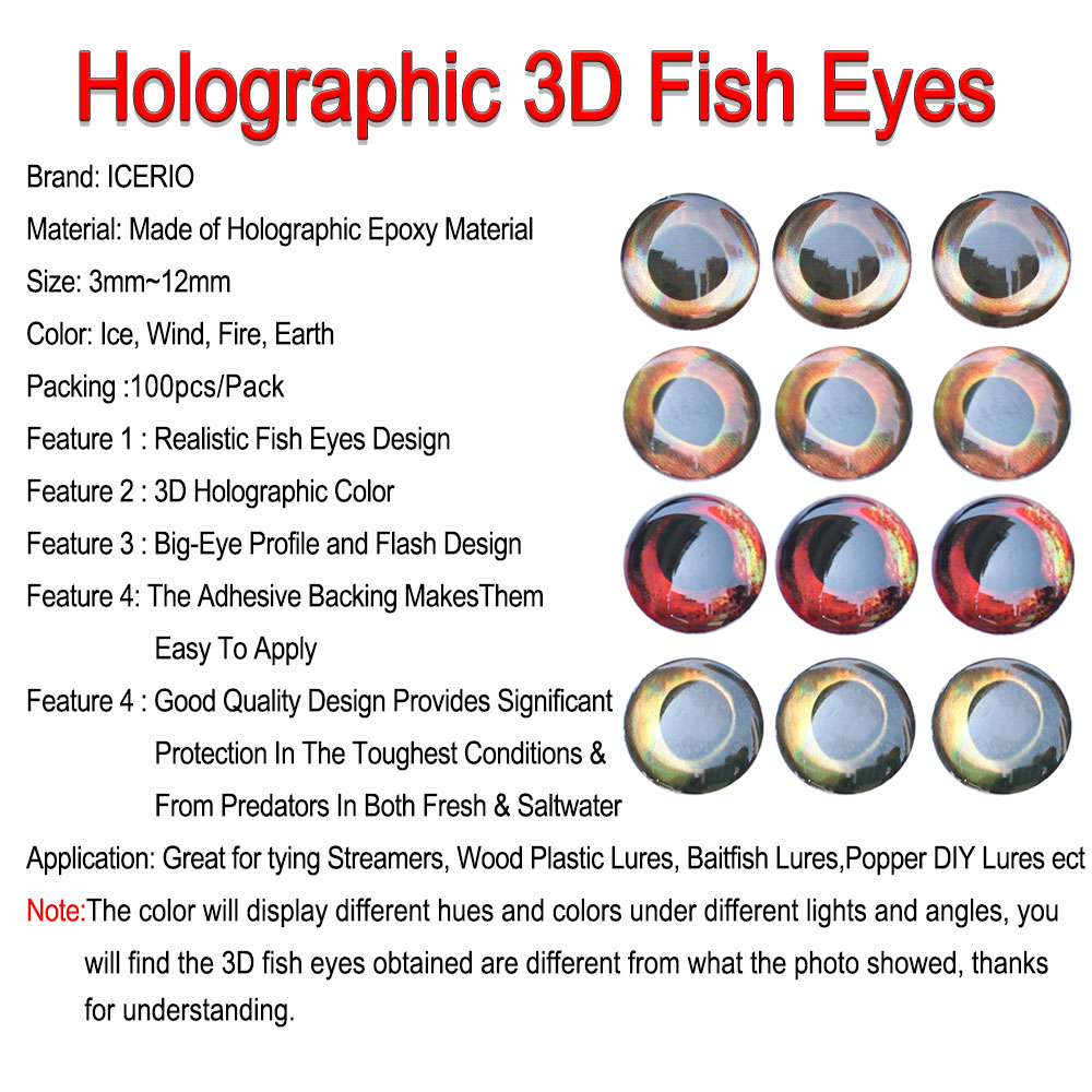 ICERIO 100PCS  Holographic 3D  - Fishing Equipment Deals recensione e prezzo